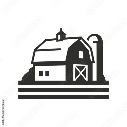 Barn with silo icon