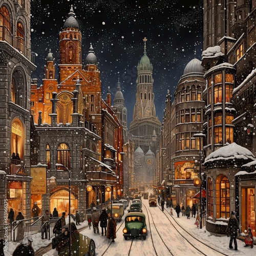 winter in the city ,Winter Graphics, Winter Graphics image idea, Illustration