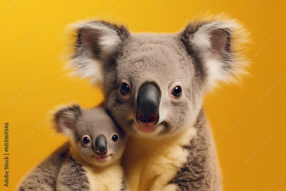 animal koala with baby looking at the camera animal koala with baby looking at the camera
