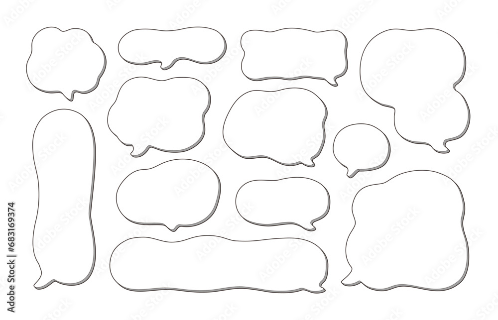 Fototapeta premium 厚みのあるシンプルな吹き出しのセット