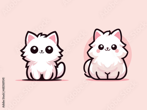 Cute cat collection vector illustration kitten fun happy animal background