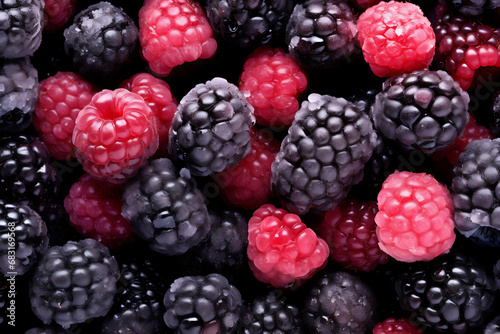 frozen berry background raspberries and blackberries