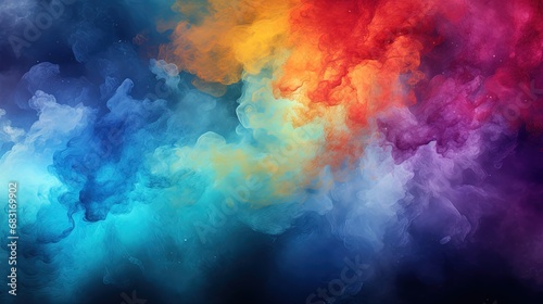 Vibrant Multicolored Smoke Abstract Painting on Black Background