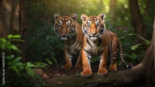portrait of a tiger cub in the jungle