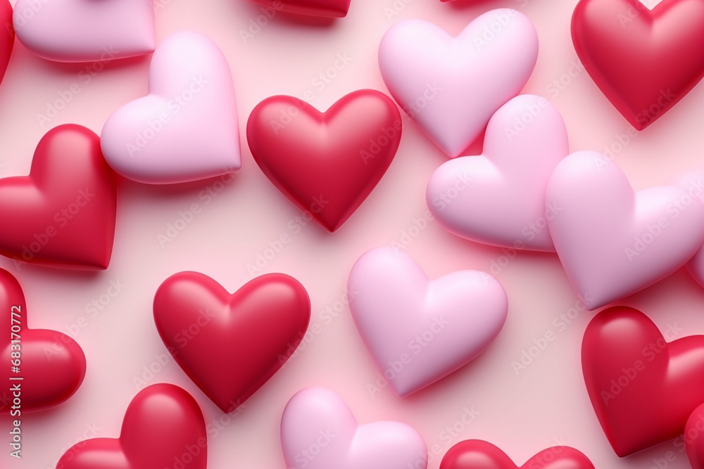 Festive seamless pattern. Red balloons heart-shaped on a pink background. Festive seamless pattern. Red balloons heart-shaped on a pink background.
