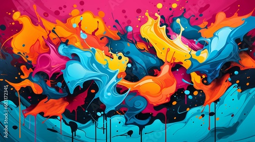 
An edgy and vibrant abstract background inspired by graffiti art, incorporating bold colors and expressive strokes. Abstract background photo