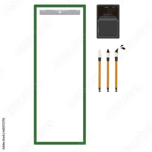 長半紙と硯と筆のセット