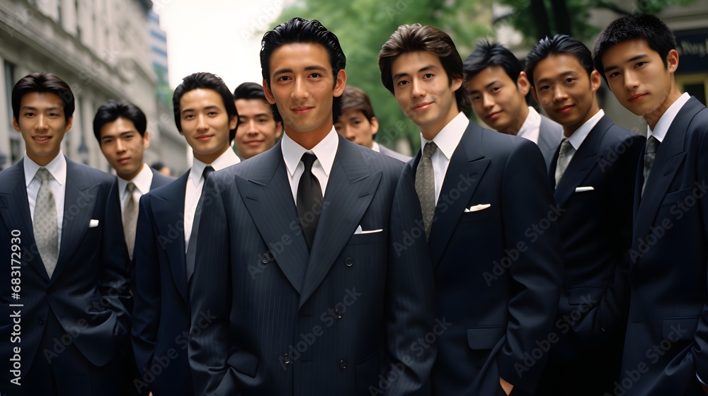 Diverse Group of Businessmen in Formal Attire Standing in a Row with Confidence and Professionalism Generative AI Diverse Group of Businessmen in Formal Attire Standing in a Row with Confidence and Professionalism Generative AI