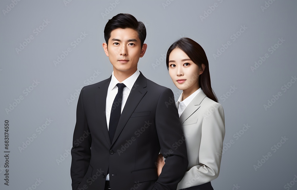 Successful Asian Business Partners Smiling for the Camera in Professional Attire Generative AI Successful Asian Business Partners Smiling for the Camera in Professional Attire Generative AI