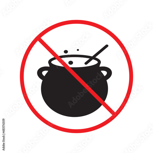 Forbidden cauldron vector icon. Warning, caution, attention, restriction, label, ban, danger. No cauldron flat sign design pictogram symbol. No cauldron poison witch icon UX UI icon
