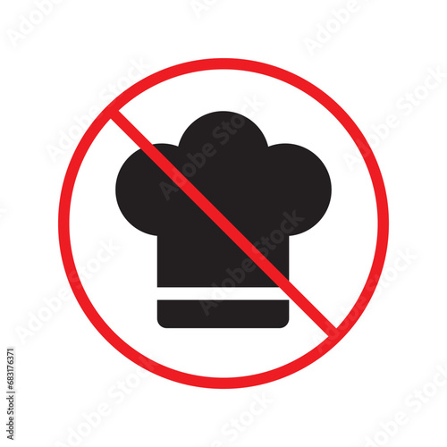 Forbidden chef cap vector icon. Warning, caution, attention, restriction, label, ban, danger. No chef cap flat sign design pictogram symbol. No chef cap icon UX UI icon