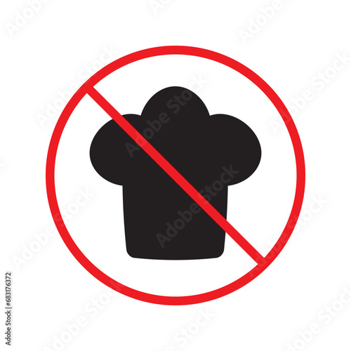 Forbidden chef cap vector icon. Warning, caution, attention, restriction, label, ban, danger. No chef cap flat sign design pictogram symbol. No chef cap icon UX UI icon