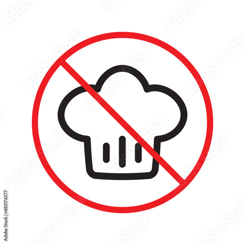 Forbidden chef cap vector icon. Warning, caution, attention, restriction, label, ban, danger. No chef cap flat sign design pictogram symbol. No chef cap icon UX UI icon