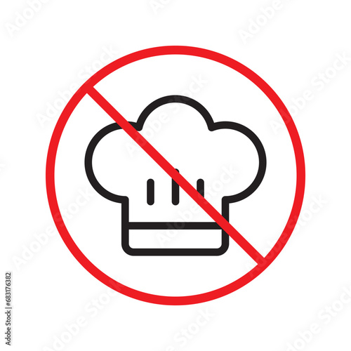 Forbidden chef cap vector icon. Warning, caution, attention, restriction, label, ban, danger. No chef cap flat sign design pictogram symbol. No chef cap icon UX UI icon