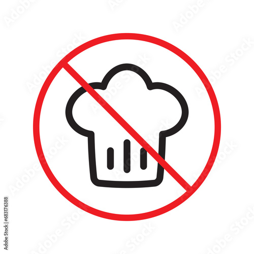 Forbidden chef cap vector icon. Warning, caution, attention, restriction, label, ban, danger. No chef cap flat sign design pictogram symbol. No chef cap icon UX UI icon