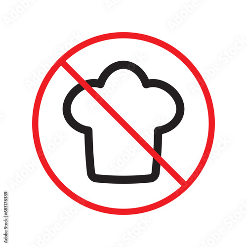 Forbidden chef cap vector icon. Warning, caution, attention, restriction, label, ban, danger. No chef cap flat sign design pictogram symbol. No chef cap icon UX UI icon