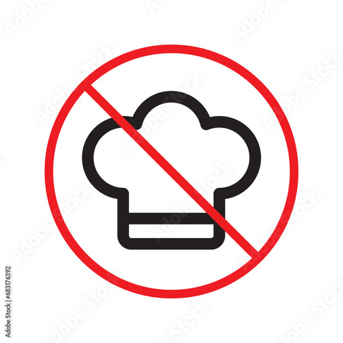 Forbidden chef cap vector icon. Warning, caution, attention, restriction, label, ban, danger. No chef cap flat sign design pictogram symbol. No chef cap icon UX UI icon