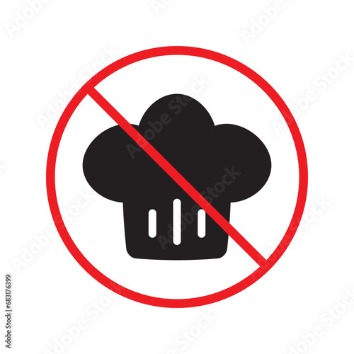 Forbidden chef cap vector icon. Warning, caution, attention, restriction, label, ban, danger. No chef cap flat sign design pictogram symbol. No chef cap icon UX UI icon