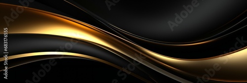 3D abstract wallpaper. Three-dimensional dark golden and black background. golden wallpaper. Black and gold background, panoramic