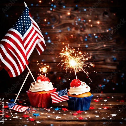 4th of july celebration, cup cake