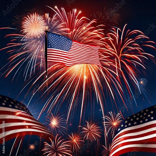 American flag firework on 4th july
