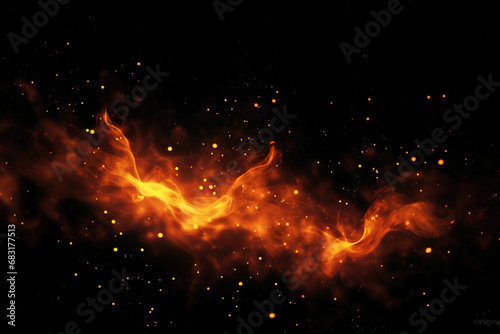 Fire Sparkle burn effect on isolated black background