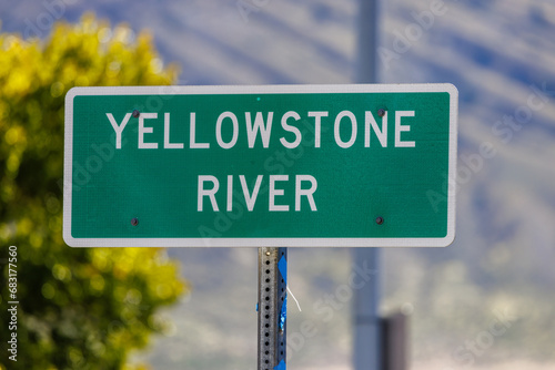 Yellowstone River sign in Gardiner Montana