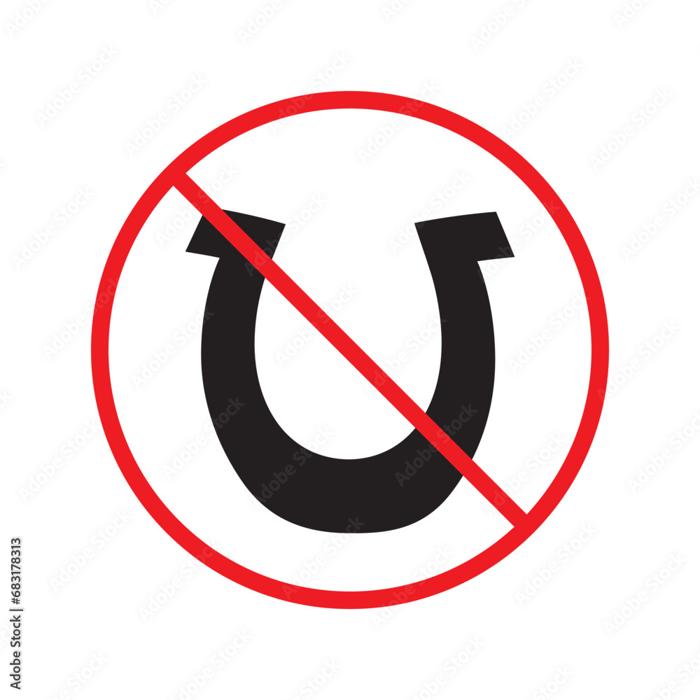 Forbidden magnet vector icon. Warning, caution, attention, restriction, label, ban, danger. No magnet attraction flat sign design pictogram symbol. No magnet icon UX UI icon Forbidden magnet vector icon. Warning, caution, attention, restriction, label, ban, danger. No magnet attraction flat sign design pictogram symbol. No magnet icon UX UI icon