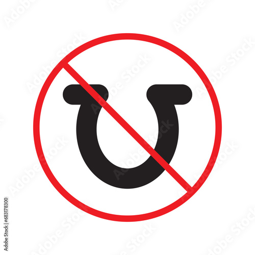 Forbidden magnet vector icon. Warning, caution, attention, restriction, label, ban, danger. No magnet attraction flat sign design pictogram symbol. No magnet icon UX UI icon