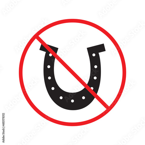 Forbidden magnet vector icon. Warning, caution, attention, restriction, label, ban, danger. No magnet attraction flat sign design pictogram symbol. No magnet icon UX UI icon