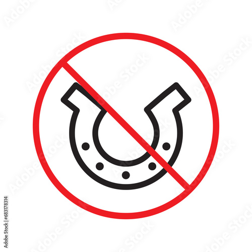 Forbidden magnet vector icon. Warning, caution, attention, restriction, label, ban, danger. No magnet attraction flat sign design pictogram symbol. No magnet icon UX UI icon