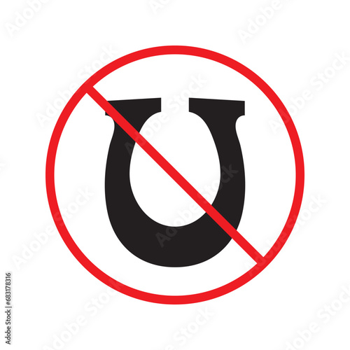 Forbidden magnet vector icon. Warning, caution, attention, restriction, label, ban, danger. No magnet attraction flat sign design pictogram symbol. No magnet icon UX UI icon
