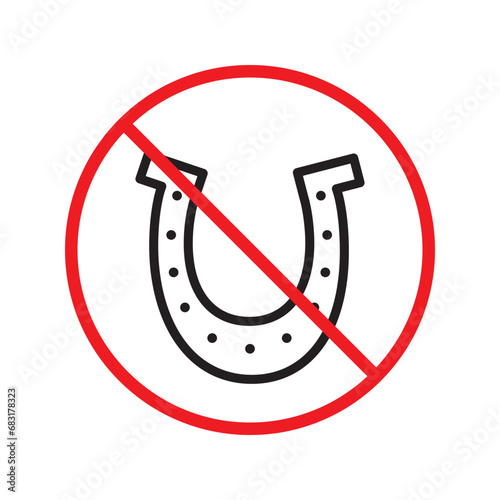 Forbidden magnet vector icon. Warning, caution, attention, restriction, label, ban, danger. No magnet attraction flat sign design pictogram symbol. No magnet icon UX UI icon