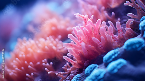 Close-up photo of coral reef background Bright neon coral reefs, sea anemones and sea plants, Sealife background, Close-up photo of coral reef background Bright neon coral reefs, sea anemones and se