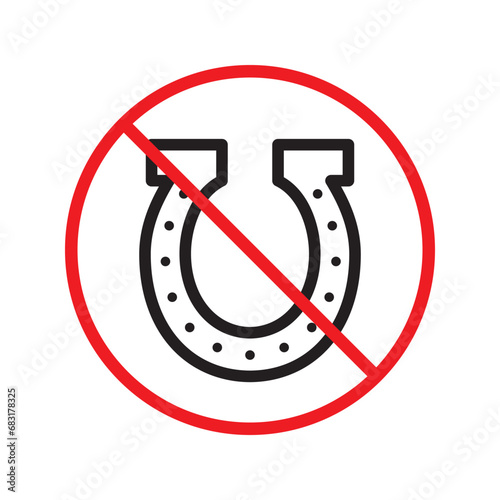 Forbidden magnet vector icon. Warning, caution, attention, restriction, label, ban, danger. No magnet attraction flat sign design pictogram symbol. No magnet icon UX UI icon