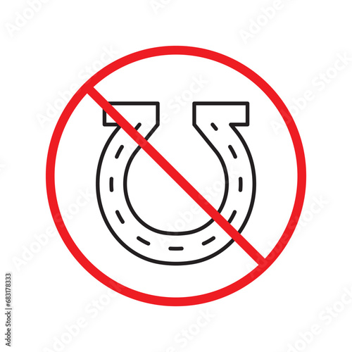 Forbidden magnet vector icon. Warning, caution, attention, restriction, label, ban, danger. No magnet attraction flat sign design pictogram symbol. No magnet icon UX UI icon