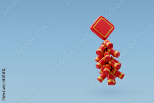 3d Vector Hanging Chinese firecrackers, Chinese New Year concept.