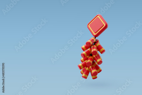 3d Vector Hanging Chinese firecrackers, Chinese New Year concept.