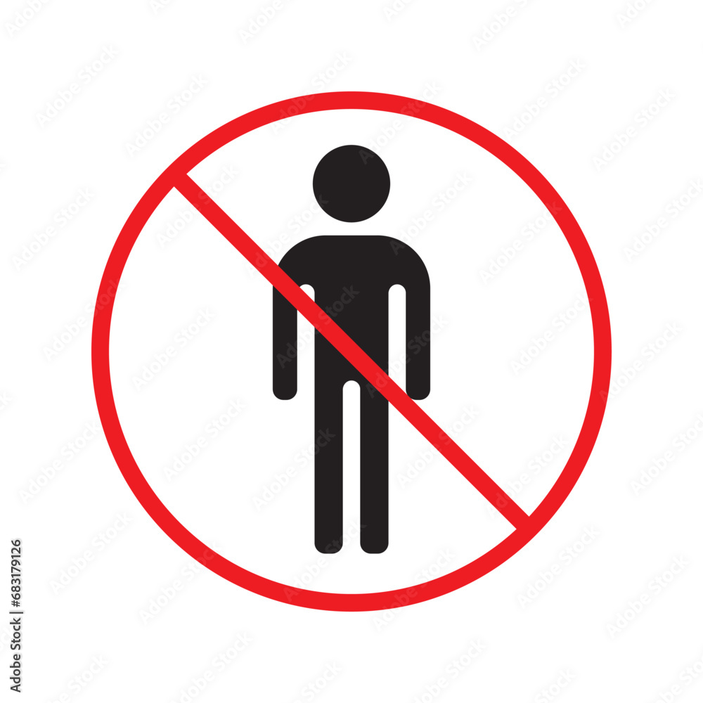 Forbidden people vector icon. Warning, caution, attention, restriction, label, ban, danger. No human men flat sign design pictogram symbol. No man icon. UX UI icon Forbidden people vector icon. Warning, caution, attention, restriction, label, ban, danger. No human men flat sign design pictogram symbol. No man icon. UX UI icon