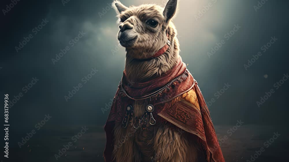 Cute llama superhero. Created with generative AI.