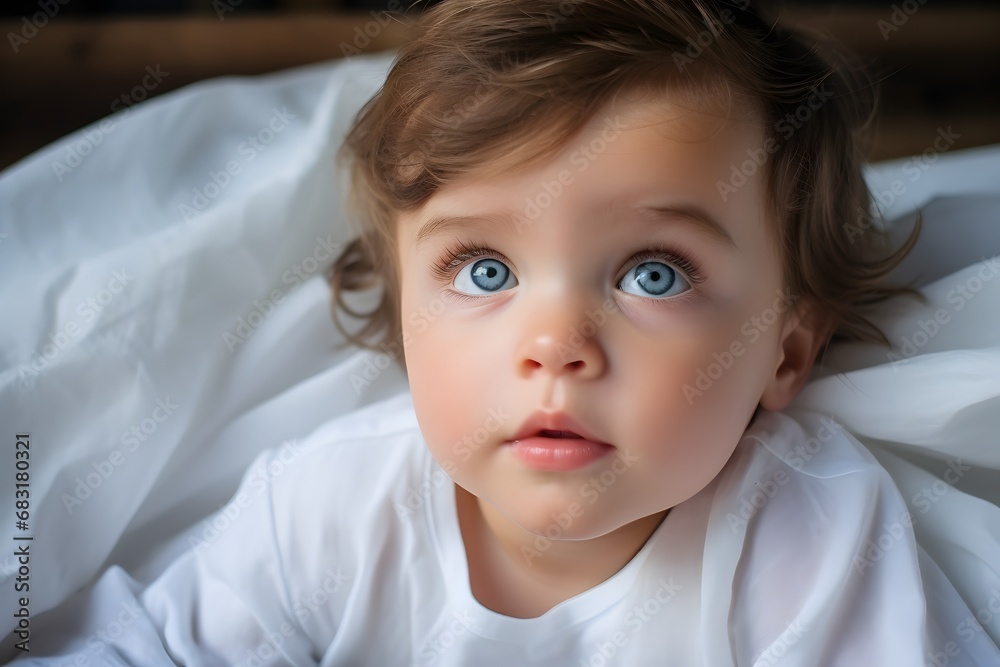 Adorable Infant Sleeping Peacefully in Cozy Bed with Soft Blanket and Pillows Generative AI Adorable Infant Sleeping Peacefully in Cozy Bed with Soft Blanket and Pillows Generative AI