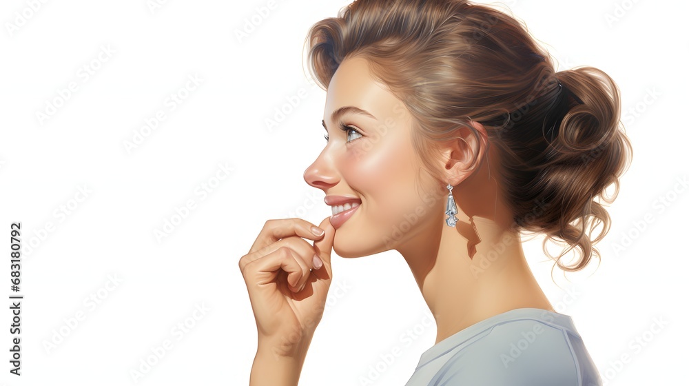 Healthy Morning Routine Woman Brushing Teeth with Toothbrush in Bathroom Sink Generative AI