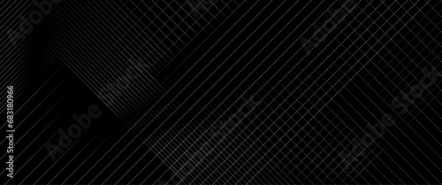 Vector black abstract background with geometric shapes, minimal geometric design, futuristic concept, with lines effect decoration and line stripes curve abstract presentation background. 