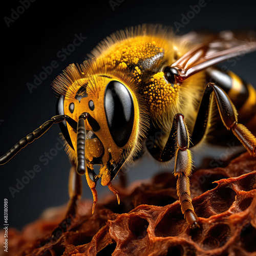 Yellow Bee isolated on white png transparent background