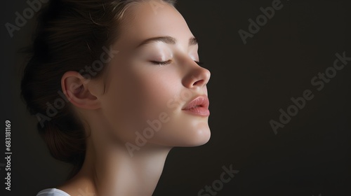 Relaxing in Serenity Woman Enjoying a Peaceful Moment with Closed Eyes Generative AI