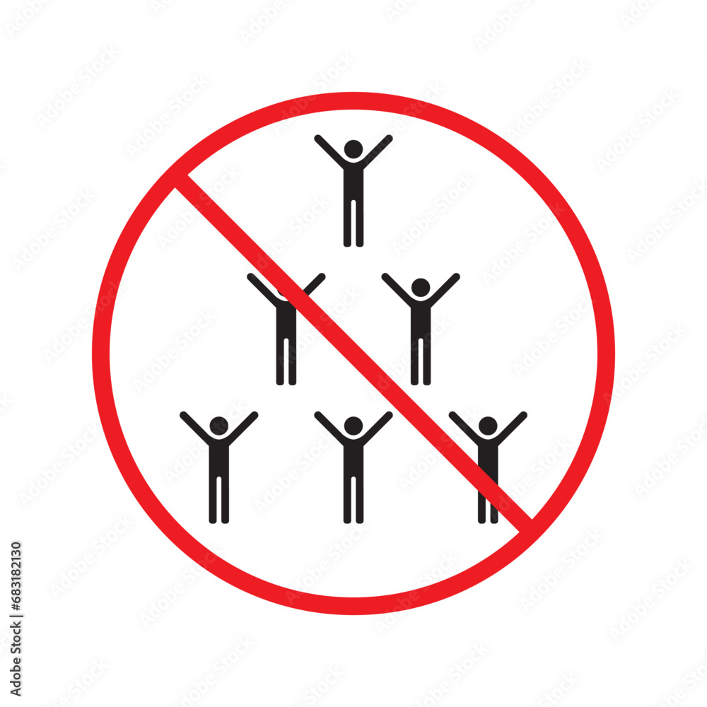 Forbidden group of people vector icon. Warning, caution, attention, restriction, label, ban, danger. No people crowd flat sign design pictogram symbol. No protest outcry objection icon UX UI icon Forbidden group of people vector icon. Warning, caution, attention, restriction, label, ban, danger. No people crowd flat sign design pictogram symbol. No protest outcry objection icon UX UI icon