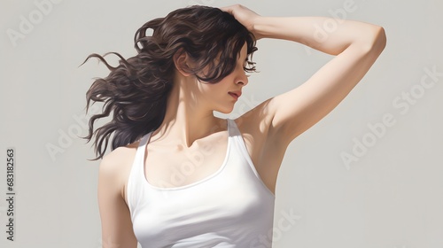 Free-Spirited Woman Embracing the Wind with Her Flowing Hair in a Serene Outdoor Setting Generative AI