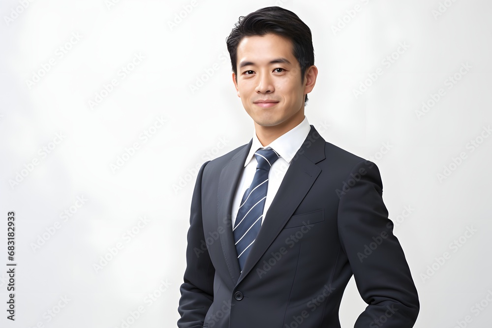 Confident Asian Businessman in Formal Attire Posing for Professional Headshot Photograph Generative AI