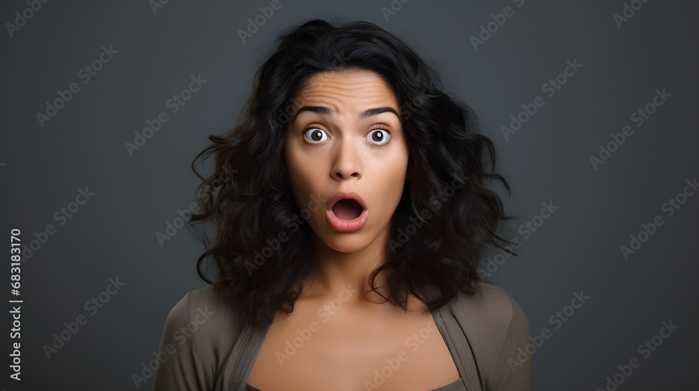 Shocked and Amazed Portrait of a Woman with a Surprised Expression Generative AI