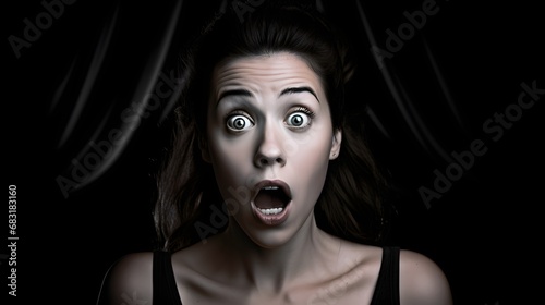 Shocked Woman with Wide-Eyed Expression of Surprise and Disbelief Generative AI